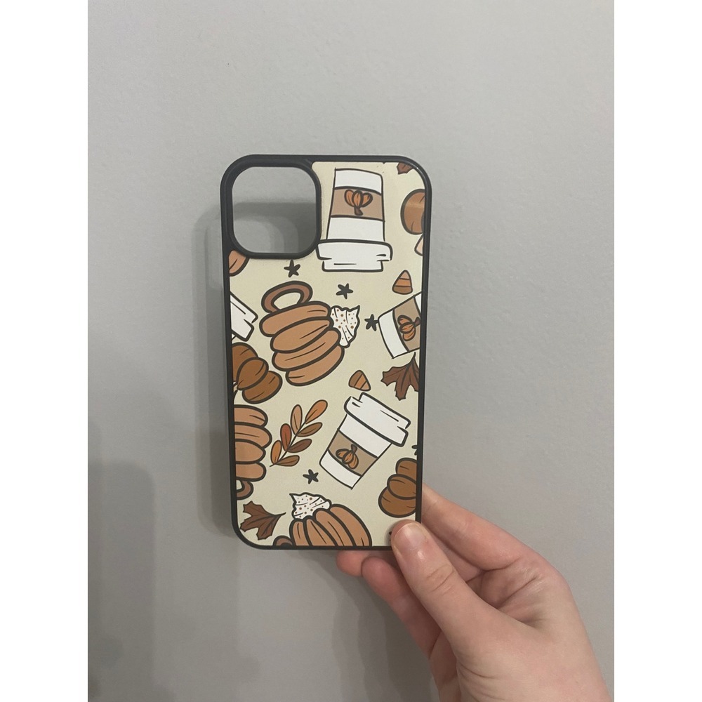iPhone 14 Plus Phone Case Unisex OS Cream Brown Autumn Pumpkin Coffee Printโ